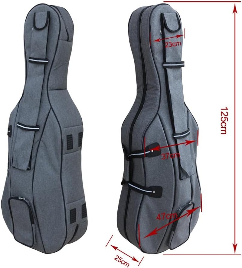 ModouString Store Cello case 4/4 Thickened Soft Bag Cello Gig Bag with Multiple Pockets & Handle & Adjustable backpack straps Strong light (gray) - Image 2